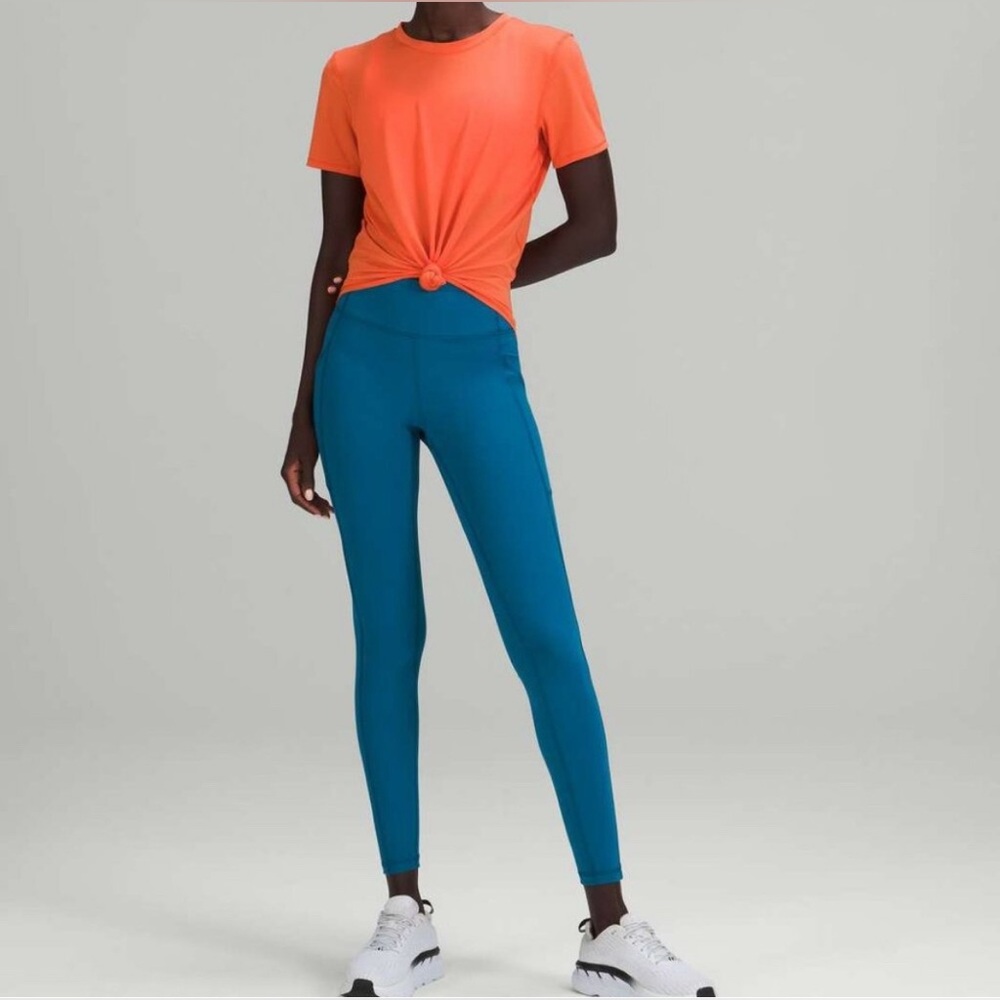 Lululemon High-Neck Running and Training T-Shirt - Warm Coral